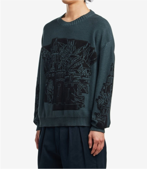 Fucking Awesome Falling Castles Sweater - Grey/Black