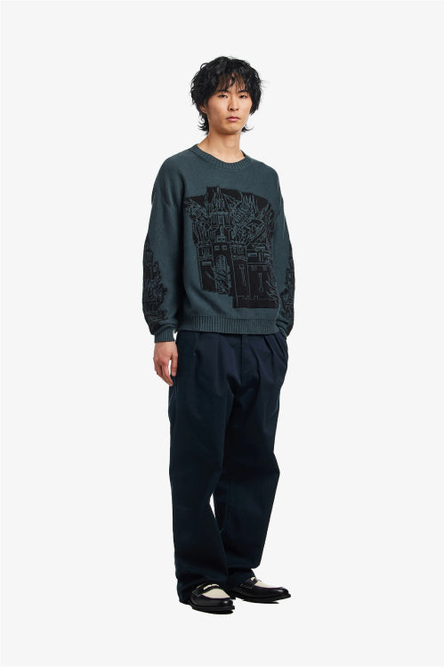 Fucking Awesome Falling Castles Sweater - Grey/Black