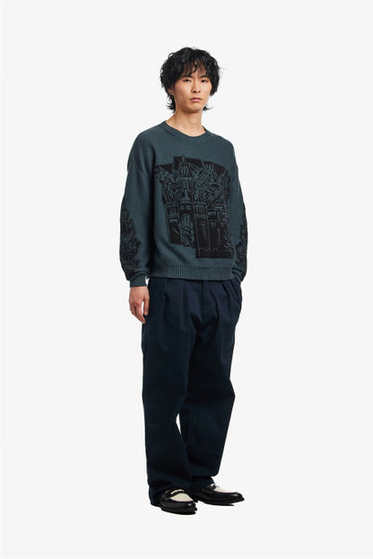 Fucking Awesome Falling Castles Sweater - Grey/Black