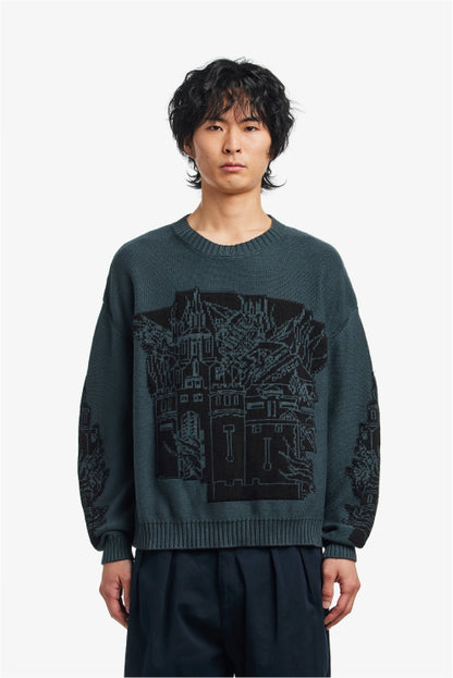 Fucking Awesome Falling Castles Sweater - Grey/Black