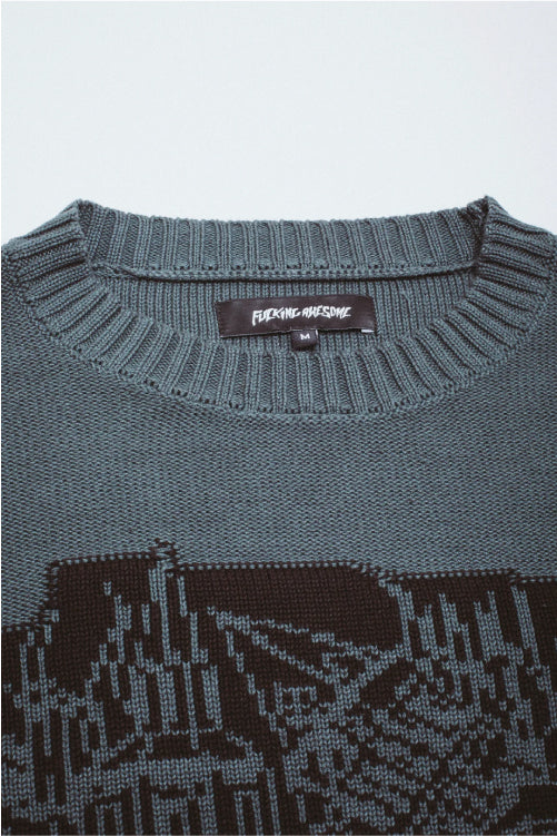 Fucking Awesome Falling Castles Sweater - Grey/Black