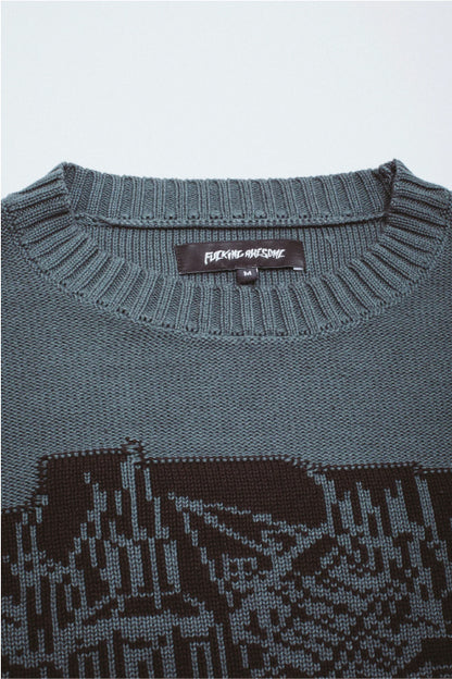 Fucking Awesome Falling Castles Sweater - Grey/Black