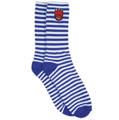 Spitfire Bighead Fill Embroidered Crew Socks - Blue/White Stripe