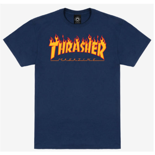 Thrasher Flame Logo Tee - Navy