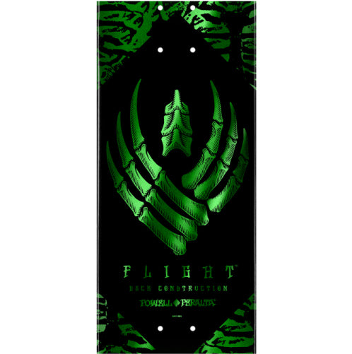 Powell Peralta Flight Skeleton Skateboard Deck Black/Green Foil 8.5" graphic