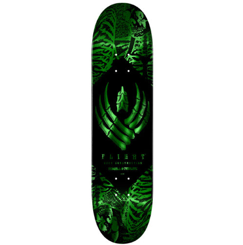Powell Peralta Flight Skeleton Skateboard Deck Black/Green Foil 8.5" full bottom