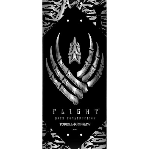 Powell Peralta Skeleton Flight Skateboard Deck Black/Silver Foil 8.25" graphic