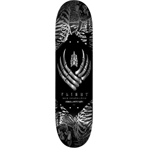 Powell Peralta Skeleton Flight Skateboard Deck Black/Silver Foil 8.25"