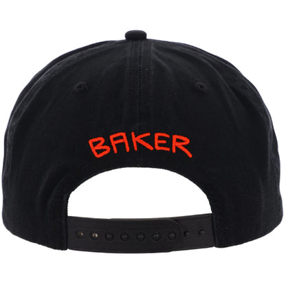 Baker Flower Flame Snapback Hat - Black