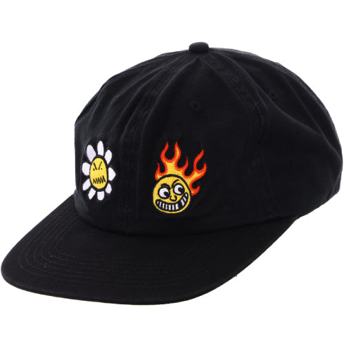 Baker Flower Flame Snapback Hat - Black