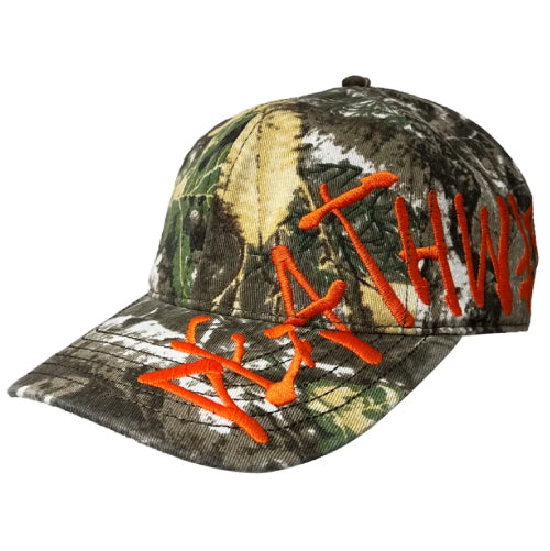 Deathwish Framework Strapback Dad Hat - Camo/Orange profile