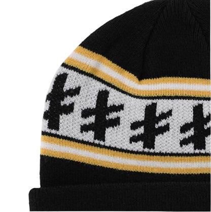 Deathwish Gang Logo Beanie - Black/Yellow close