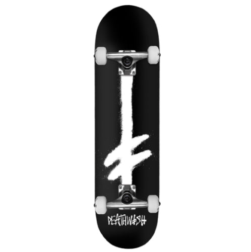 Deathwish Gang Spray Complete Skateboard Black/White 8" full bottom