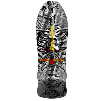 Powell Peralta GeeGah Skull and Sword Reissue Skateboard Deck Silver Foil 9.75" full bottom