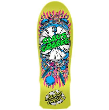 Santa Cruz Claus Grabke Exploding Clock Reissue Skateboard Deck Neon Green 10"