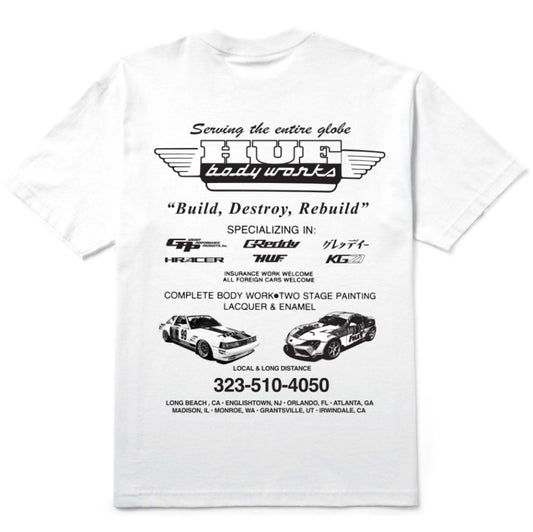 HUF X GReedy Body Works Tee - White back