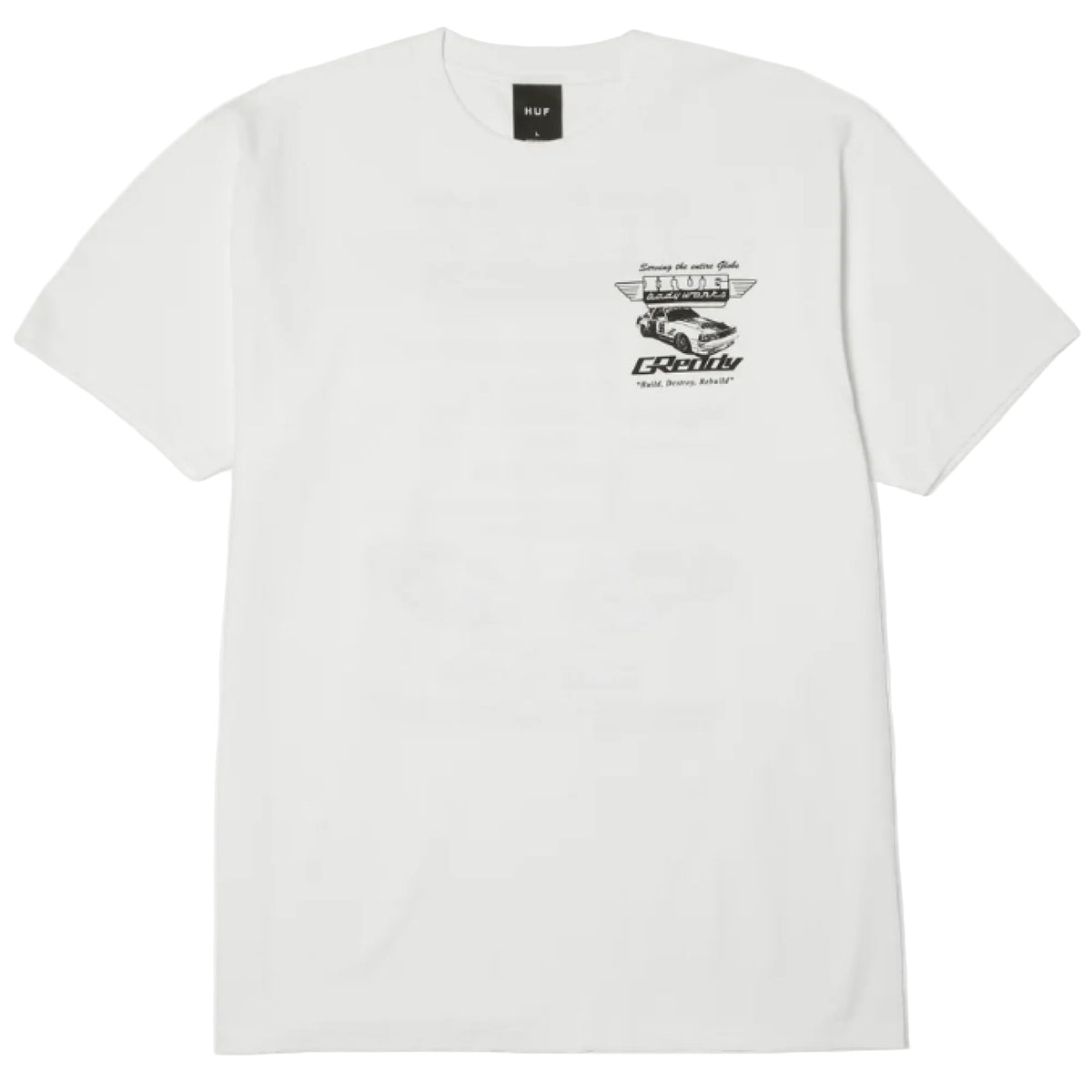 HUF X GReedy Body Works Tee - White front