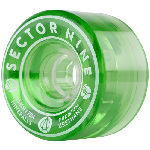 Sector 9 Nineballs Skateboard Wheels 65MM 78A clear green profile