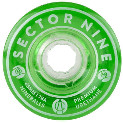 Sector 9 Nineballs Skateboard Wheels 65MM 78A clear green