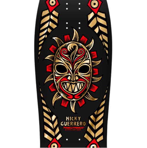Powell Peralta Guerrero Mask Reissue Skateboard Deck Black/Gold Foil 10" graphic