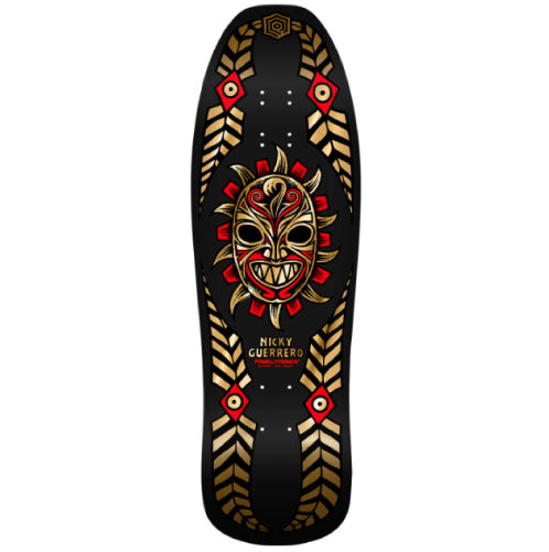 Powell Peralta Guerrero Mask Reissue Skateboard Deck Black/Gold Foil 10" full bottom