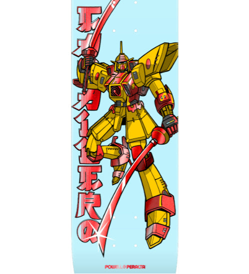 Powell Peralta Caballero Gundam Skateboard Deck Light Blue/Red Foil 8.5" close