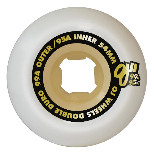 OJ Double Duro Hardline White/Gum Wheels 54MM 99A/95A inside