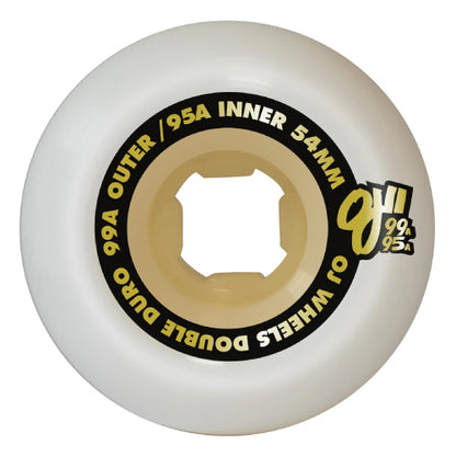 OJ Double Duro Hardline White/Gum Wheels 54MM 99A/95A inside