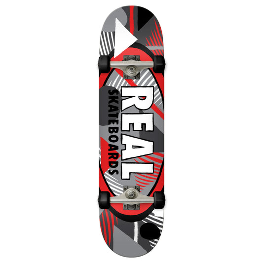 Real Hatched Oval Complete Skateboard Red 8"