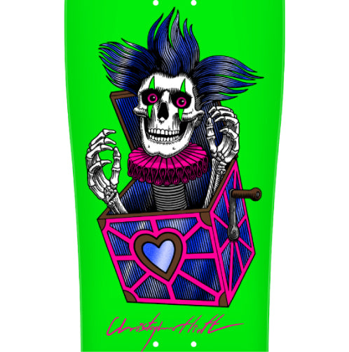 Powell Peralta Hiett Skull Skateboard Deck Green 9.5" graphic
