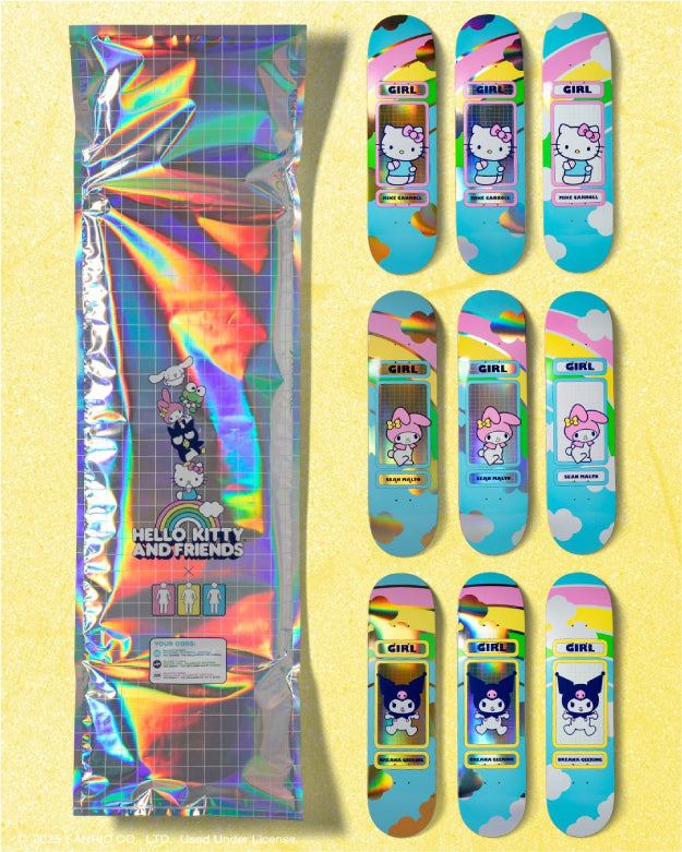 Girl X Hello Kitty Carroll Rainbow Blind Bag Skateboard Deck 8.5
