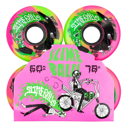 Santa Cruz OG Slime Balls Jay Howell Skateboard Wheels Pink/Green Swirl 60MM 78A