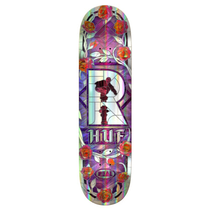 Real X HUF Cathedral Holographic Skateboard Deck 8.25" full bottom