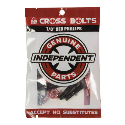 Independent Phillips Cross Bolts Hardware Red, Black 7/8"