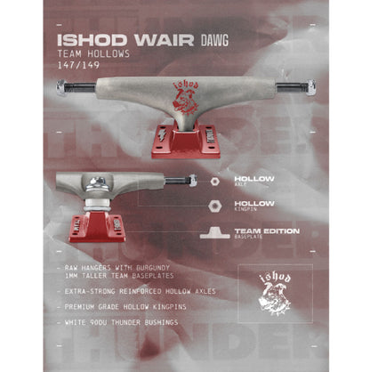 Thunder Ishod Dawg Team Hollows Raw/Red Trucks (Set of 2)