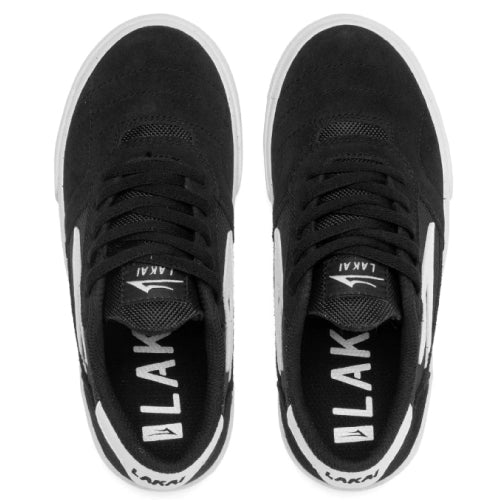 Lakai Cambridge Kids Skate Shoe - Black/White Suede