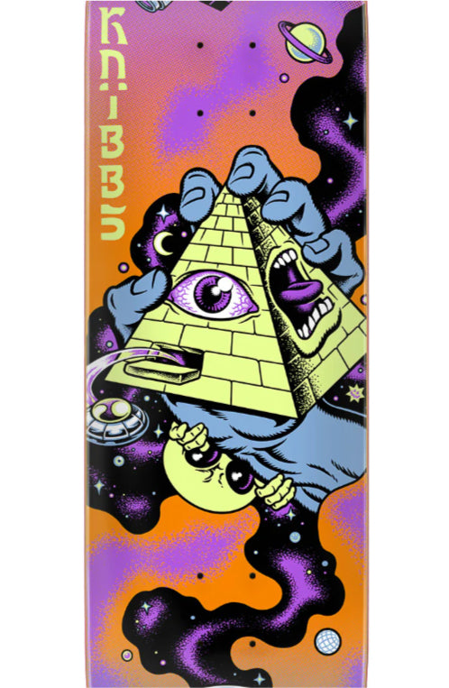 Santa Cruz Knibbs Invasion Hand Skateboard Deck 8.5" bottom close