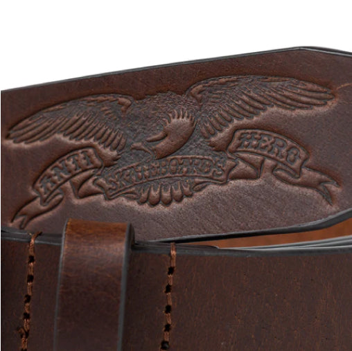Antihero Basic Eagle Leather Belt - Dark Brown deboss
