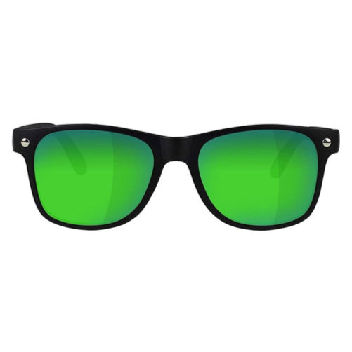 Glassy Leonard Polarized Sunglasses - Matte Black/Green Mirror