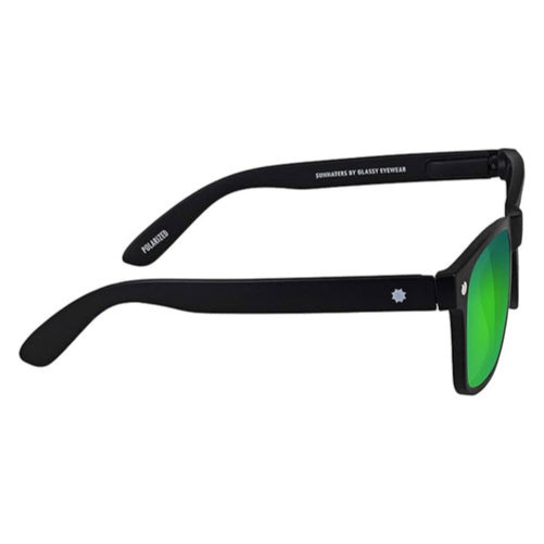 Glassy Leonard Polarized Sunglasses - Matte Black/Green Mirror