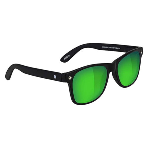 Glassy Leonard Polarized Sunglasses - Matte Black/Green Mirror
