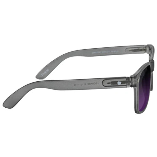 Glassy Leonard Polarized Sunglasses - Transparent Dark Grey/Purple Mirror
