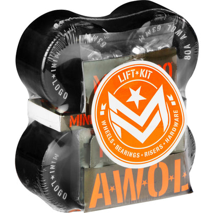 Mini Logo AWOL Lift Kit - Skateboard Wheels, Bearings, Risers and Hardware Set Black 63MM 80A