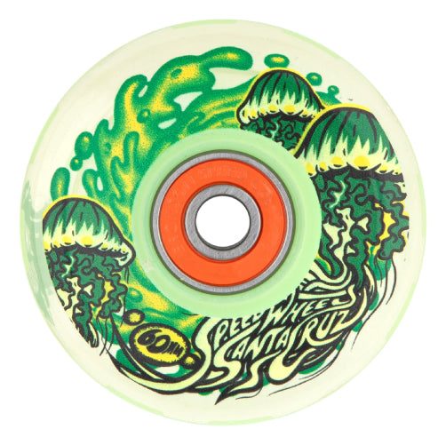 Santa Cruz *Light Ups* OG Slime Balls Jelly Fish Skateboard Wheels GITD 60MM 78A front