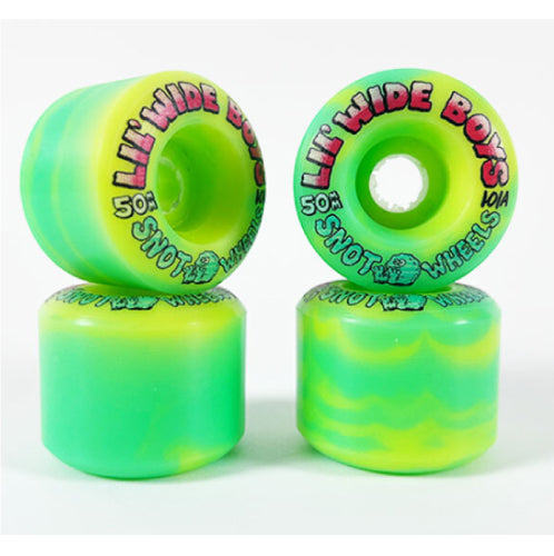 Snot Lil' Wide Boys Wheels Green/Yellow Swirl 50MM 101A