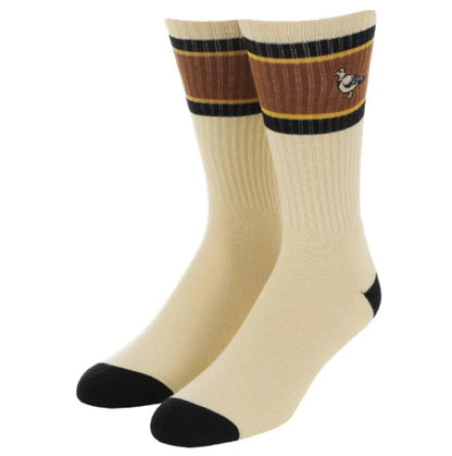 Antihero Lil Pigeon Embroidered Crew Socks - Cream/Black/Brown
