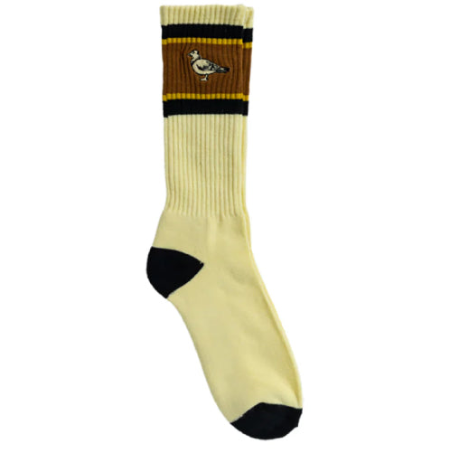 Antihero Lil Pigeon Embroidered Crew Socks - Cream/Black/Brown