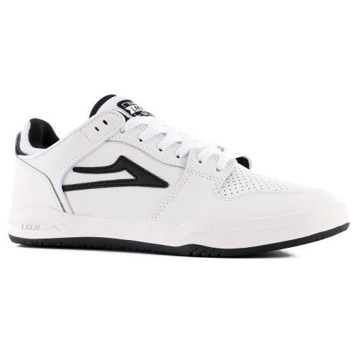 Lakai Telford Low Skate Shoe - White/Black Leather