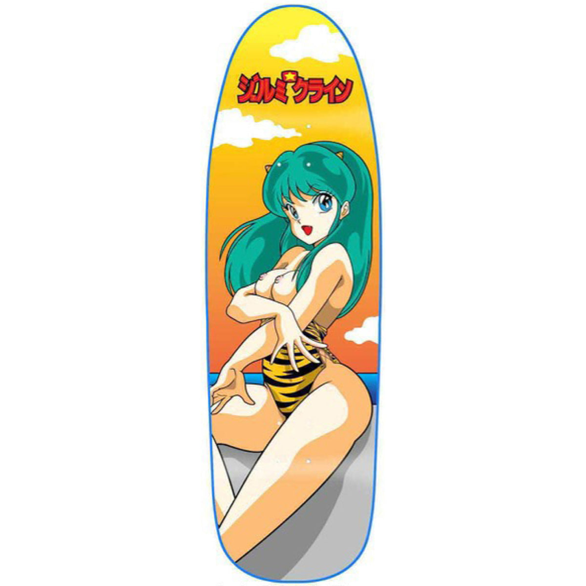 Hook-Ups Jeremy Klein Lum Chan at the Beach Shaped Skateboard Deck Blue Dipped 9.5"