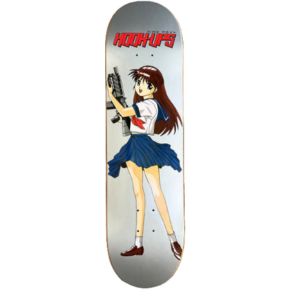 Hook-Ups Machine Gun Girl Skateboard Deck 8.25" photo